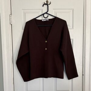 Zara Chocolate V-Neck Cardigan